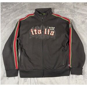 Five Star Vintage Blue Marlin Italia Track Jacket Mens XL Black Cotton Full Zip